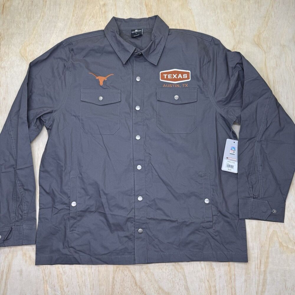 NEW Texas Longhorns Colosseum Slate Canvas Overshirt Long Sleeve 2XL Gray